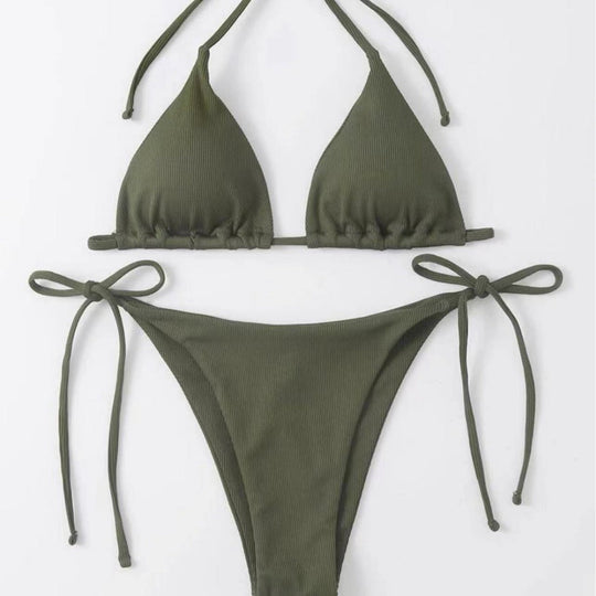 Damen Triangel-Bikini mit seitlichem Knoten und verstellbaren Trägern