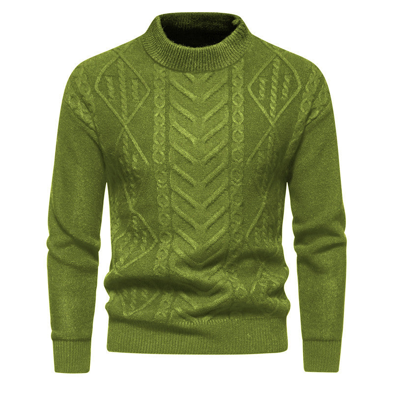 Herren Strukturierter Mockneck-Strickpullover mit Zopf- und Chevron-Muster Shop Nory