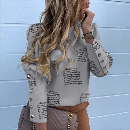 Damen Leichte Bluse mit Leopardenprint, Ballonärmeln und Zierknopfleiste Shop Nory