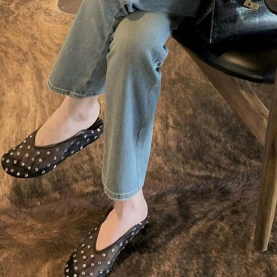 Damen Mesh‑Mules mit Schmucknieten und gepolstertem Komfortfußbett Shop Nory