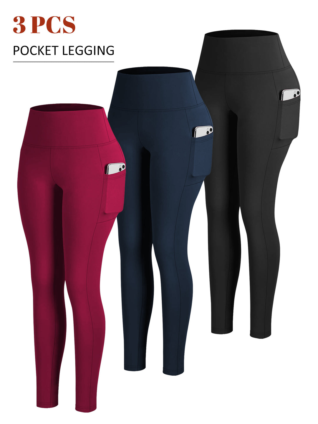 Damen Knöchelhohe Sportleggings mit hohem Bund und seitlicher Smartphone-Tasche Shopy Nory