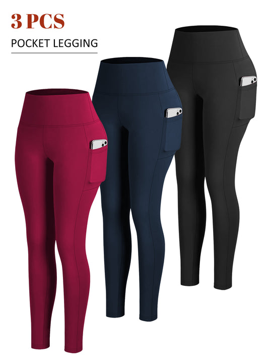 Damen Knöchelhohe Sportleggings mit hohem Bund und seitlicher Smartphone-Tasche Shopy Nory