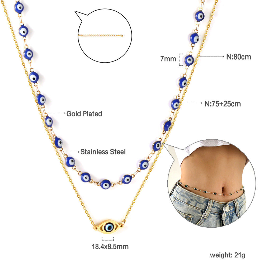Damen Halskette mit schützenden Augenmotiven und goldplattierter Edelstahl-Verarbeitung Shop Nory