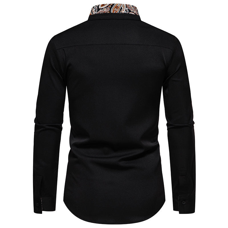 Herren klassisches Langarmhemd mit modernem Paisley-Muster