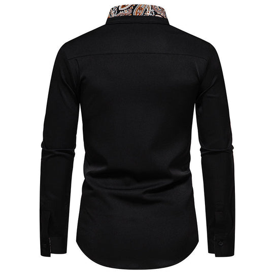 Herren klassisches Langarmhemd mit modernem Paisley-Muster