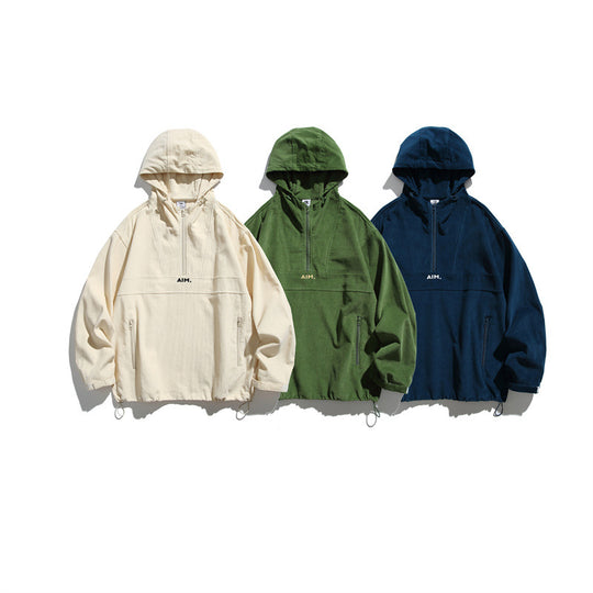 Unisex Oversize Kapuzen-Anorak mit Halbzip, Tunnelzug und Reißverschlusstaschen Shop Nory