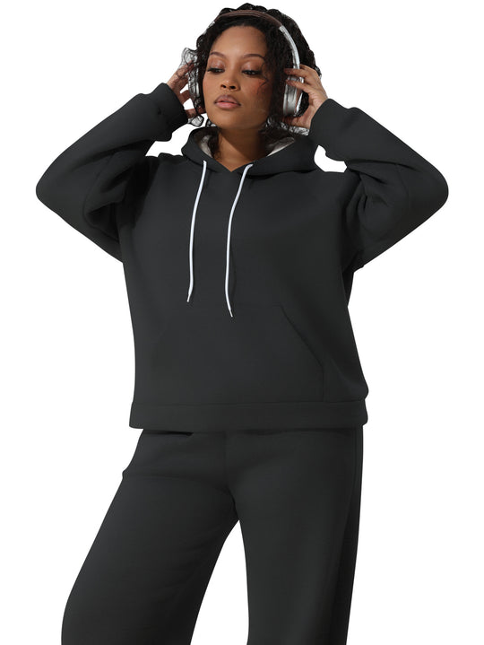 Damen Kuschel-Hoodie im Relax-Fit mit Kontrast-Kordel und Kängurutasche Shopy Nory