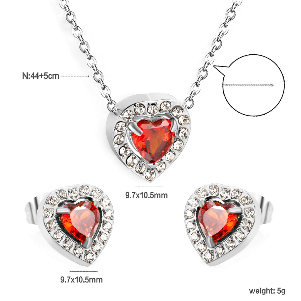 Damen Schmuckset mit funkelnden roten Zirkonia und elegantem Goldüberzug Shop Nory