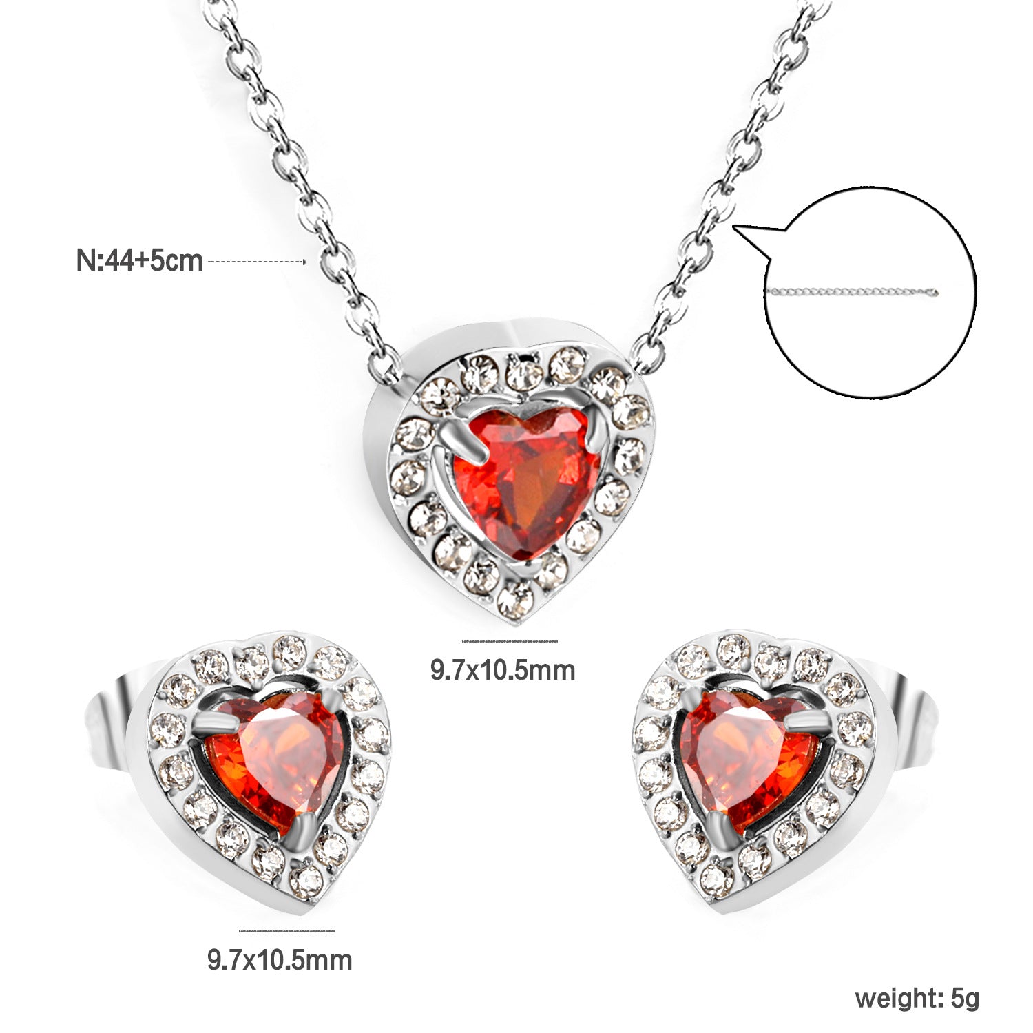 Damen Schmuckset mit funkelnden roten Zirkonia und elegantem Goldüberzug Shop Nory