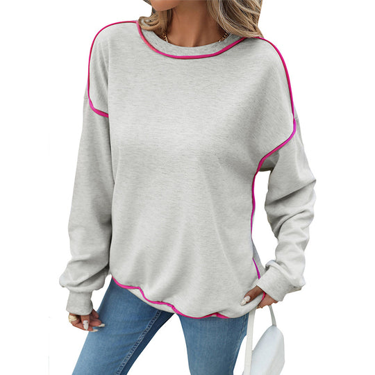 Damen Oversize-Sweatshirt mit Kontrastnähten und geripptem Saum Shop Nory