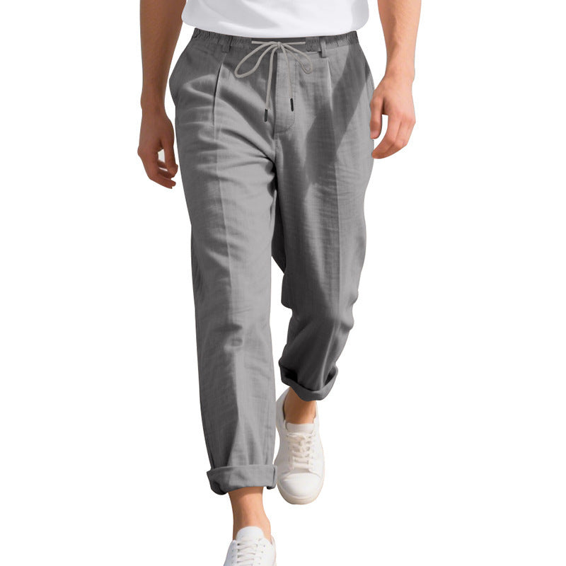 Herren nan sommerliche Chinohose in Leinenoptik mit elastischem Kordelbund Shop Nory