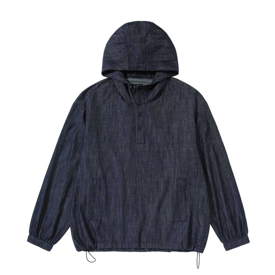 Herren leichter Denim-Anorak mit Kapuze und halber Knopfleiste Shop Nory