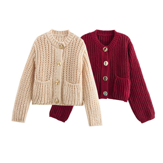 Damen Grobstrick-Pullover mit Taschen und Oversize-Silhouette Shop Nory