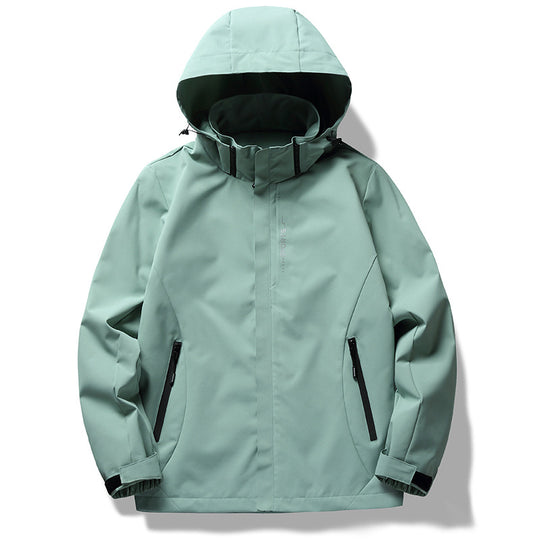Herren zweilagige Softshell-Regenjacke mit abnehmbarem Fleece‑Innenlayer und verstellbarer Kapuze Shop Nory