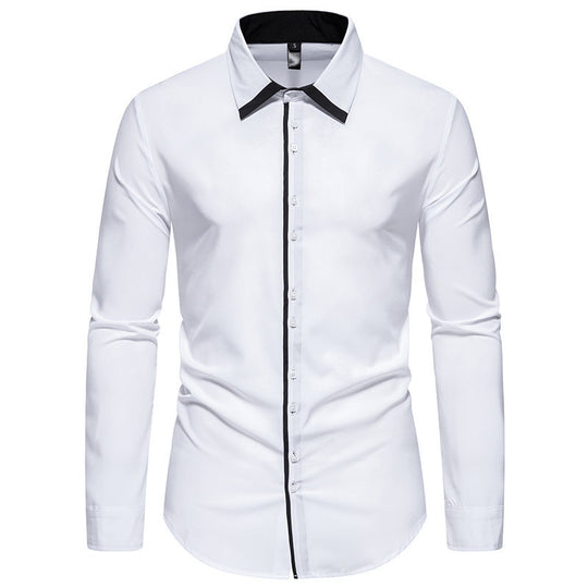 Herren Tailliertes Business‑Hemd mit Kontrastpaspel und Kentkragen Shop Nory