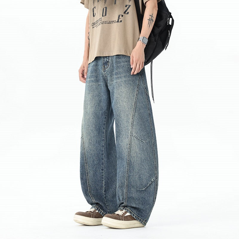 Herren Extraweite Baggy-Jeans mit tiefem Schritt und markanten Kontrastnähten Shop Nory