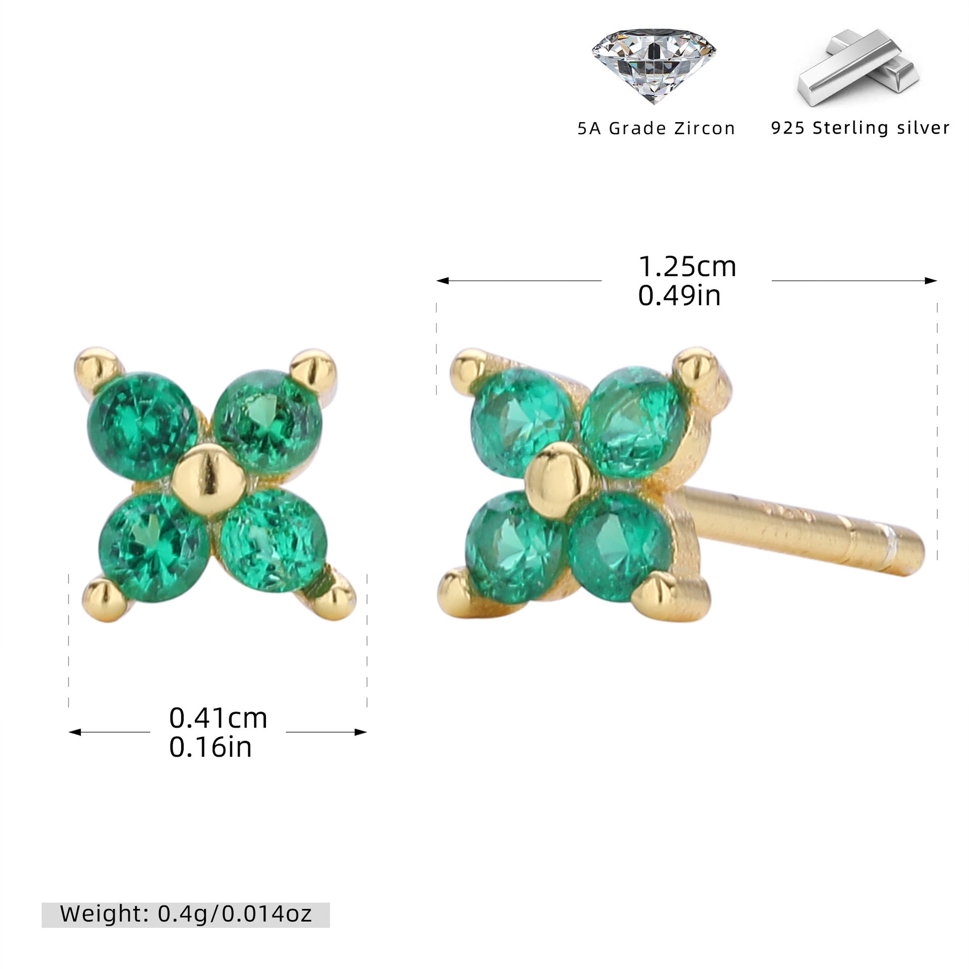 Damen Ohrstecker mit funkelnden 5A Zirkonen in klassischem Blumen-Design Shop Nory