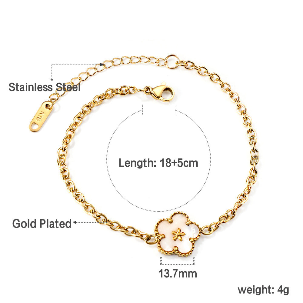 Damen Armband mit floralem Anhänger aus hochglanzpoliertem Edelstahl Shop Nory