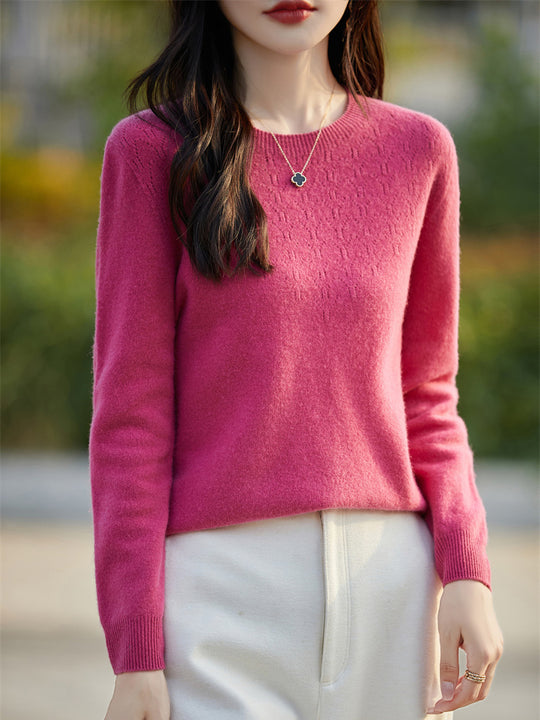 Damen Weicher Rundhalspullover im Kaschmir‑Look mit feinem Ajourmuster und anschmiegsamer Passform Shop Nory