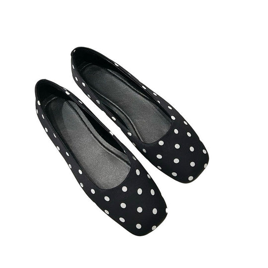 Damen Ballerinas mit quadratischer Zehenform und glänzender Oberfläche