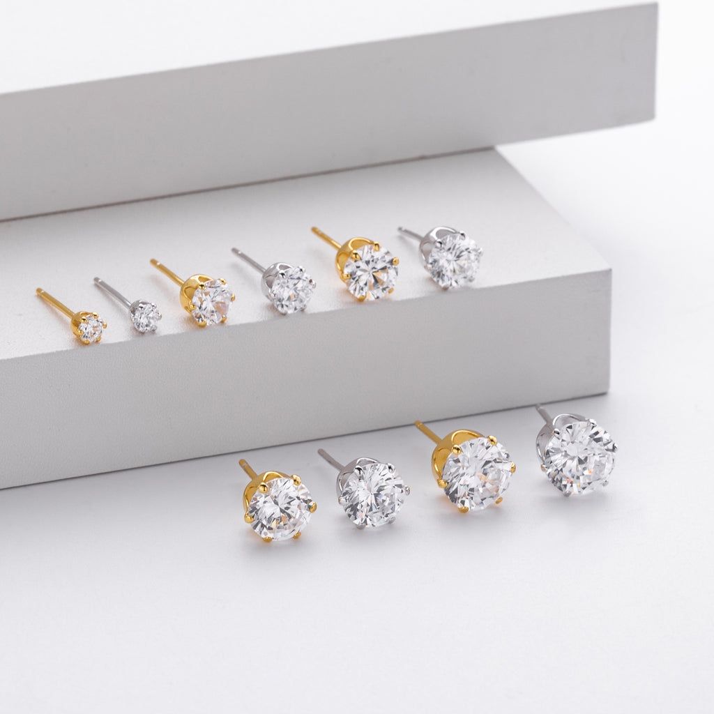 Damen Ohrstecker mit funkelnden 5A Zirkonsteinen aus hochwertigem 925 Sterling Silber Shop Nory