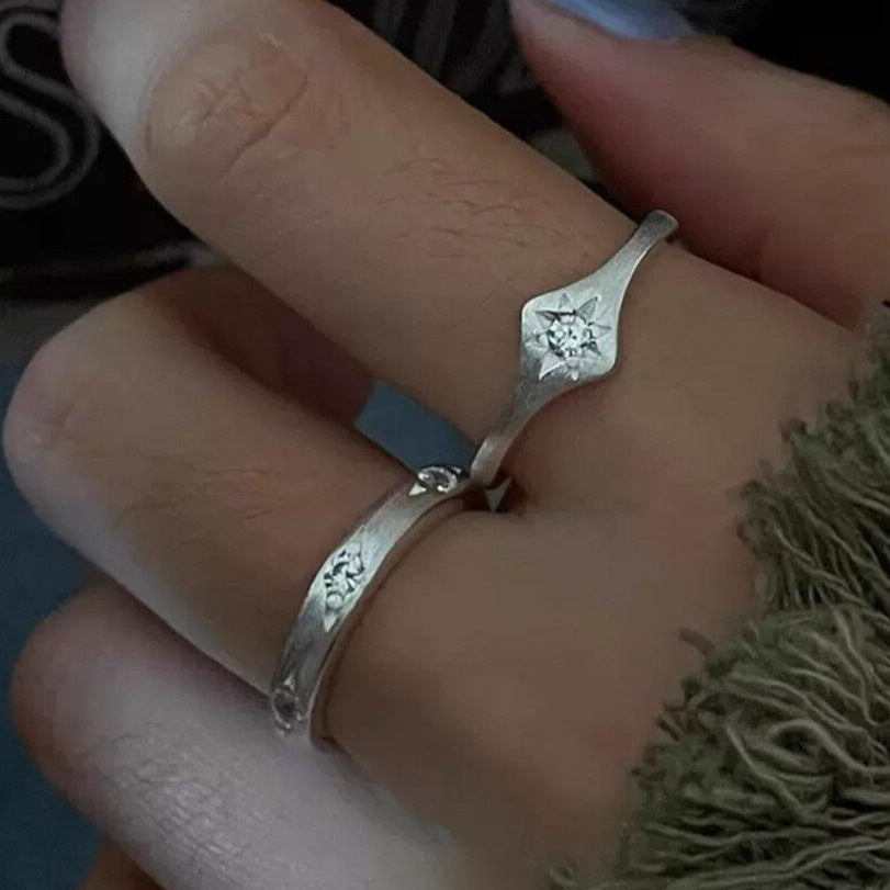 Damen Offener Ring mit funkelnden Sternen Shop Nory