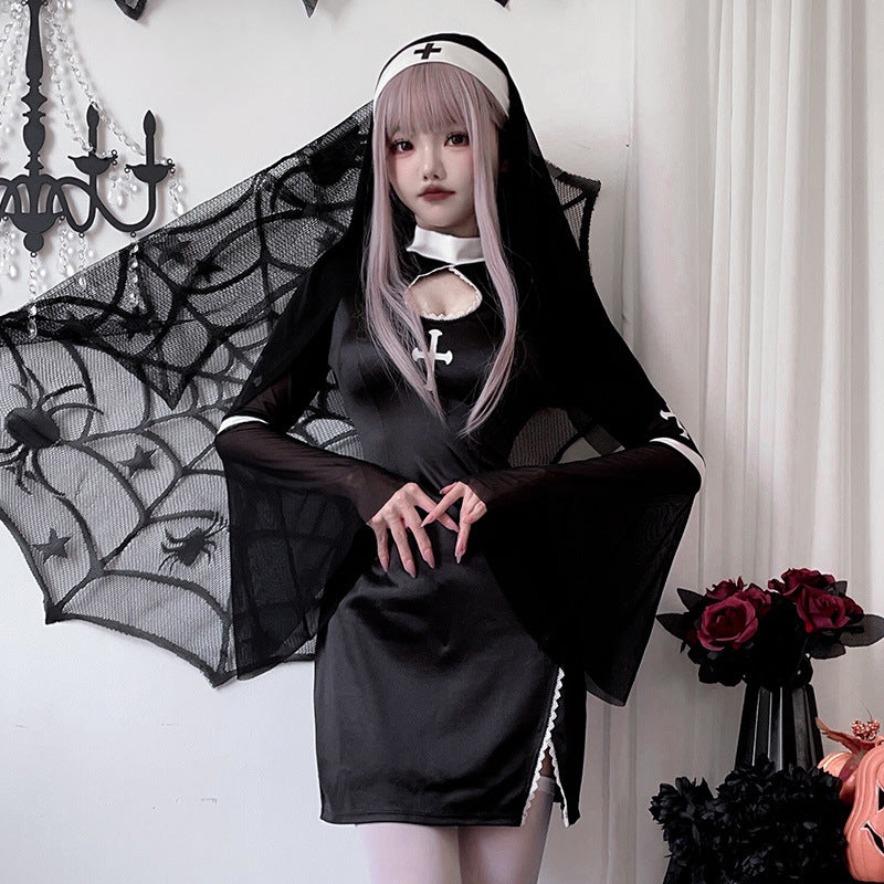 Damen Teufelinnen Kleid mit transparenten Ärmeln und spannenden Akzenten Shop Nory