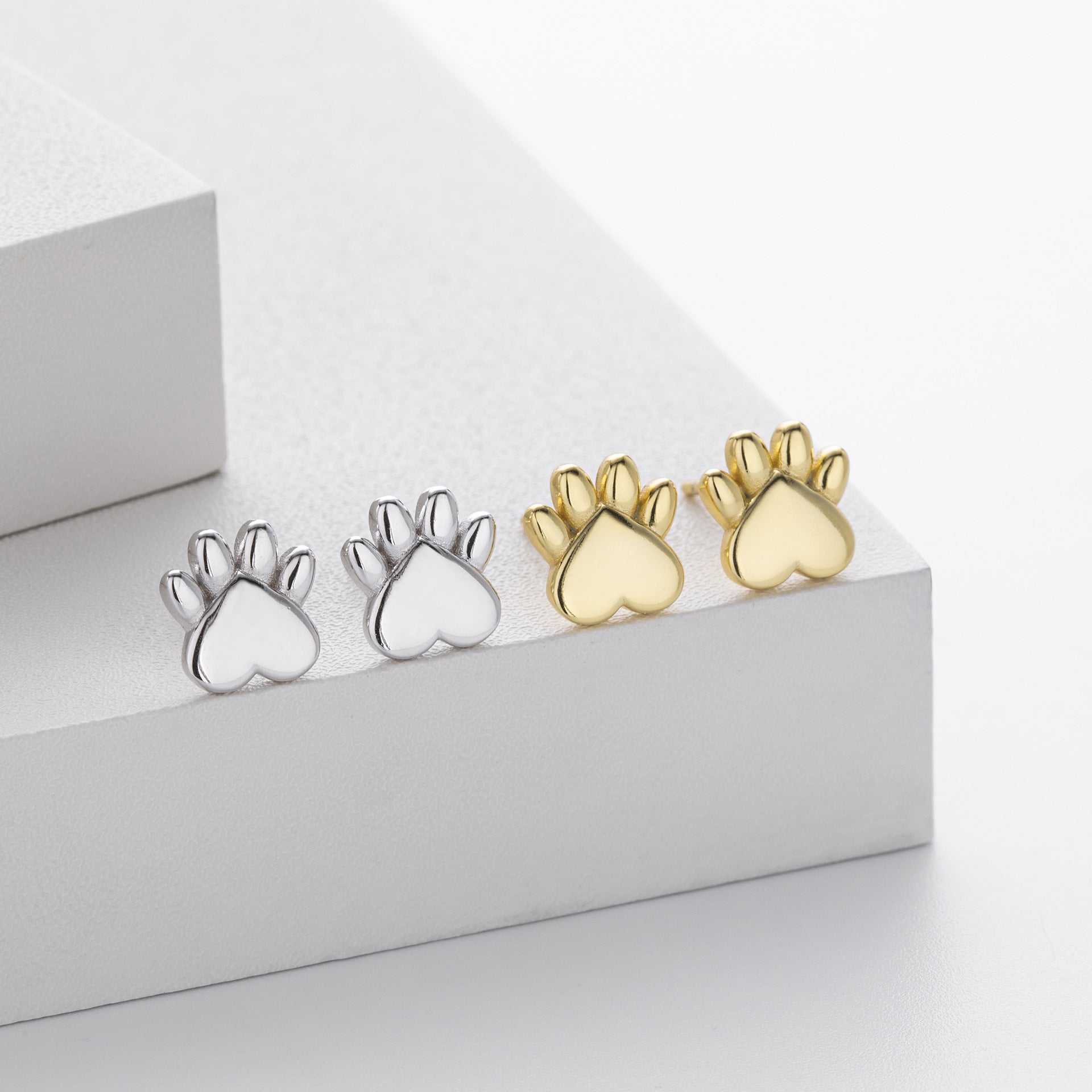 Damen Ohrstecker im kreativen Herz-Pfoten-Design aus 925 Sterlingsilber Shop Nory