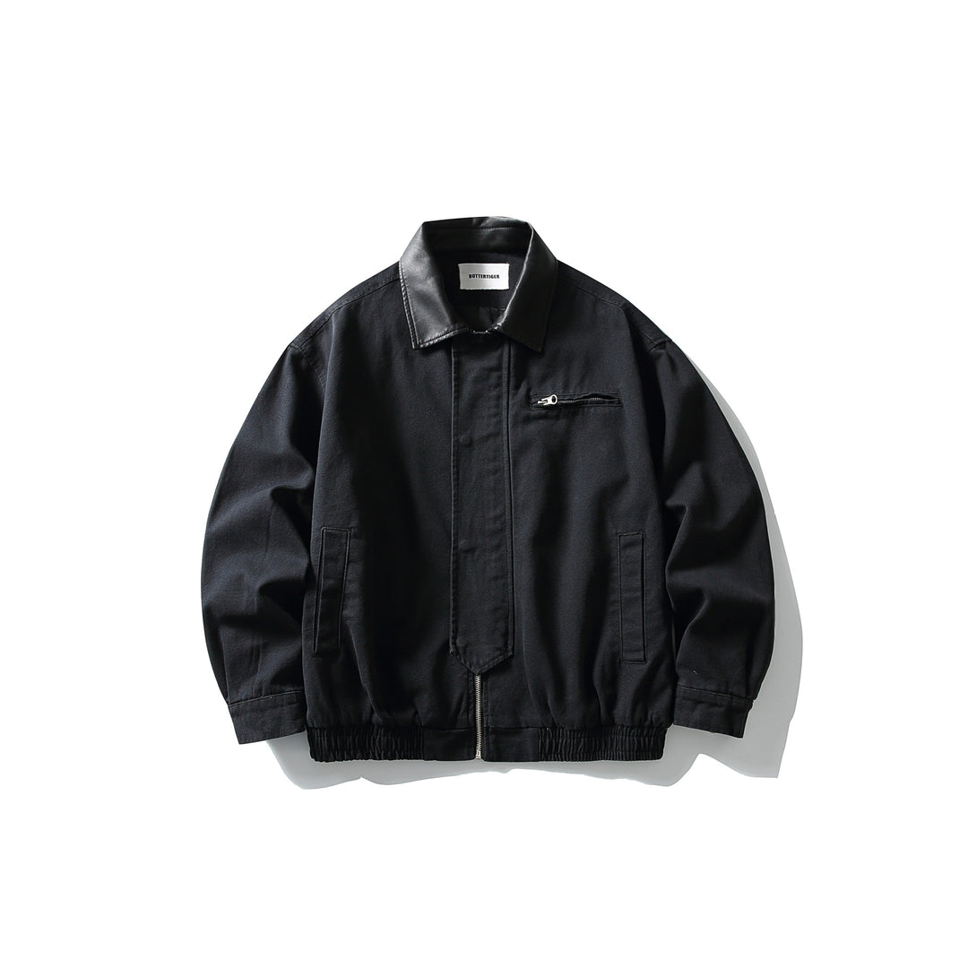 Herren Kurz geschnittener Boxy‑Blouson mit kontrastierendem Lederkragen Shop Nory