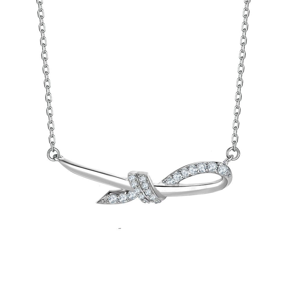Damen Halskette mit elegantem Schleifenmotiv und funkelnden Zirkonia-Steinen Shop Nory