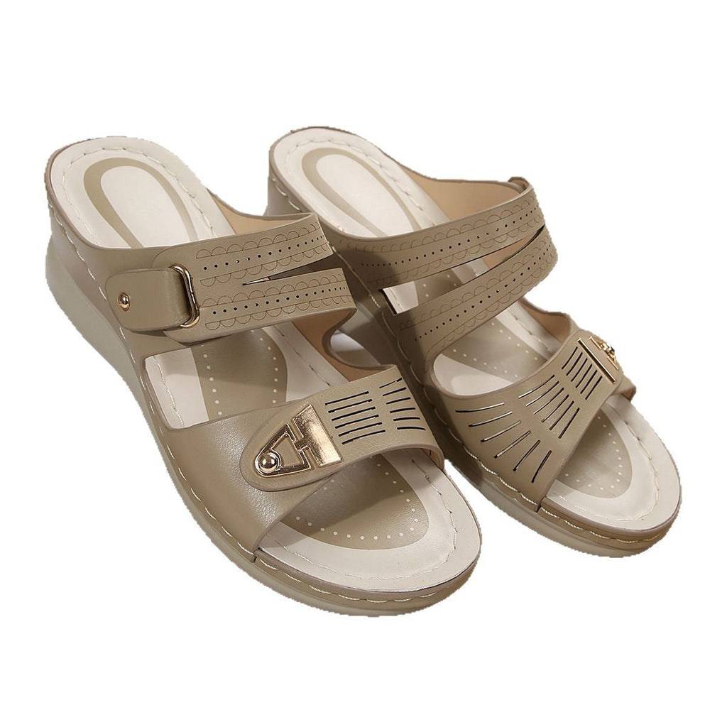 Damen Wedge-Pantoletten mit raffiniertem Riemchendesign und ergonomischem Fußbett