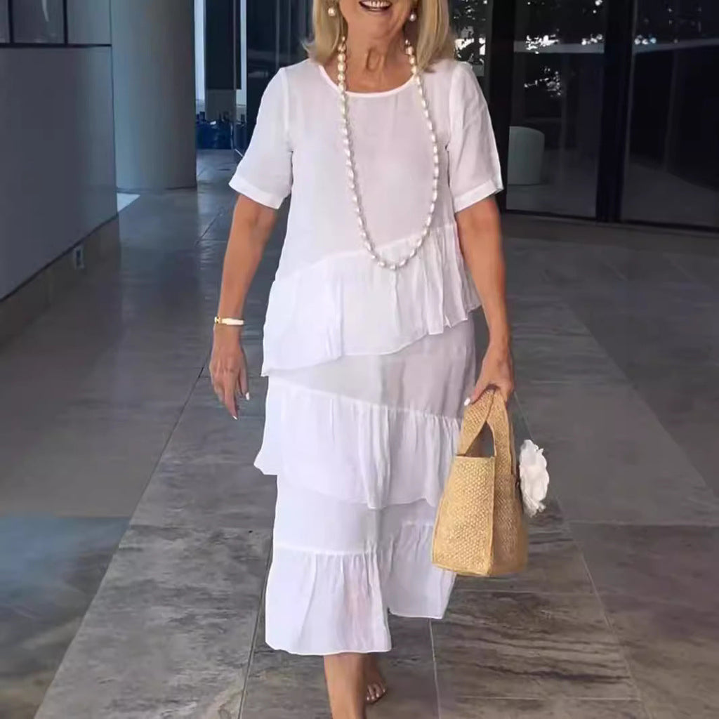 Damen sommerliches Freizeitkleid mit schwingendem Saum Shopnory