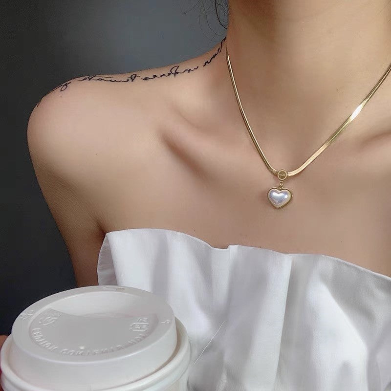 Damen Herzförmige Halskette mit Goldkette Shop Nory