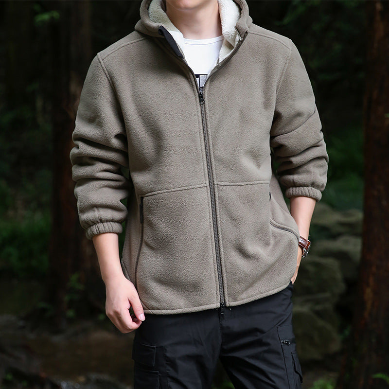 Herren Fleece-Kapuzenjacke für Outdoor mit Thermo-Futter, windabweisender Oberfläche und Reißverschlusstaschen Shop Nory