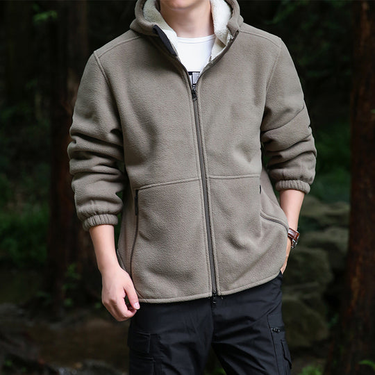 Herren Fleece-Kapuzenjacke für Outdoor mit Thermo-Futter, windabweisender Oberfläche und Reißverschlusstaschen Shop Nory