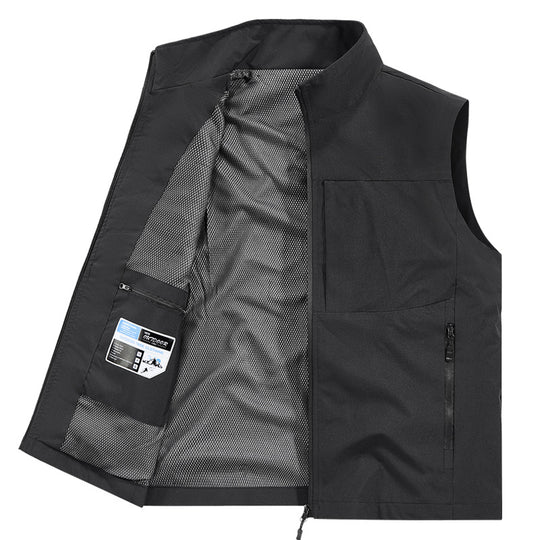 Herren Multifunktionale Outdoor-Weste mit winddichter Mikrofaser, Mesh-Innenfutter und verdeckten Reißverschlusstaschen Shop Nory