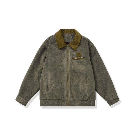 Herren Kurz geschnittener Fleece‑Blouson mit Cordkragen und Sicherheitsbrusttasche Shop Nory