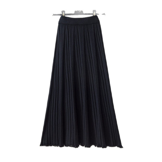 Damen Plissierter Maxirock mit elastischem Bund und fransigem Saum Shop Nory
