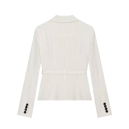 Damen Taillierter Nadelstreifen-Blazer mit Bindegürtel Shop Nory