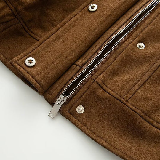 Damen Cropped Wollmix-Fieldjacke mit Stehkragen, verdecktem Verschluss und großen Pattentaschen Shop Nory