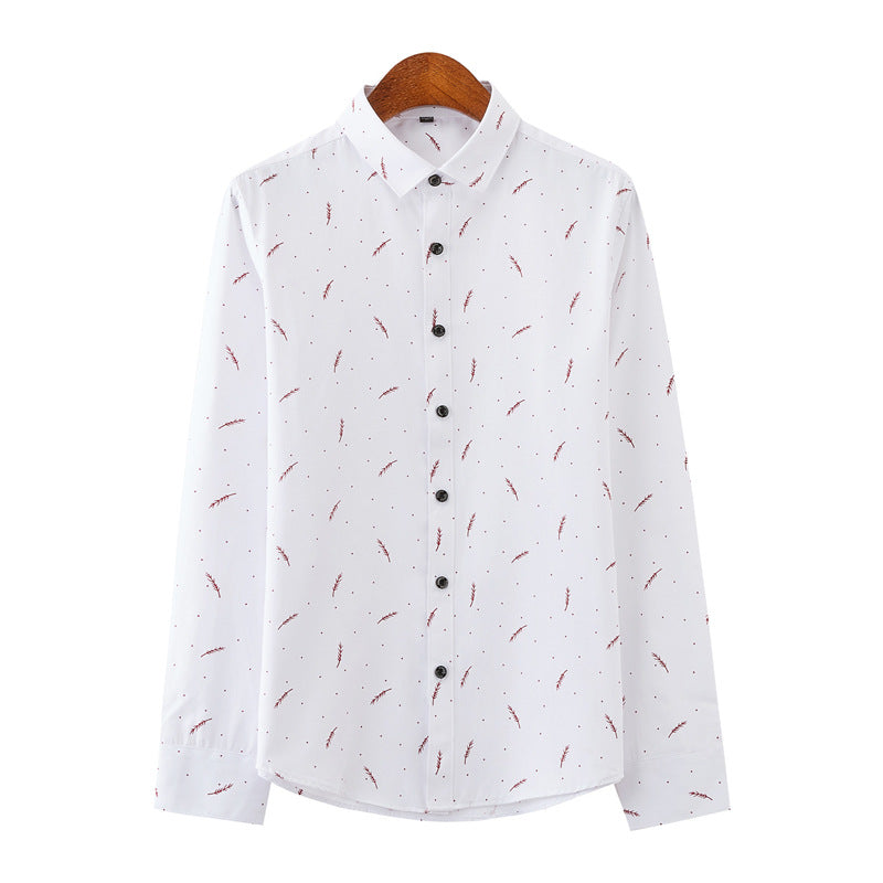 Herren Slim-Fit Business-Hemd mit feinem botanischem Print und Kentkragen Shop Nory