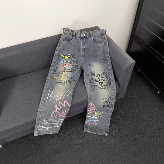 Damen Modische Jeans mit kreativem Grafikdruck Shop Nory