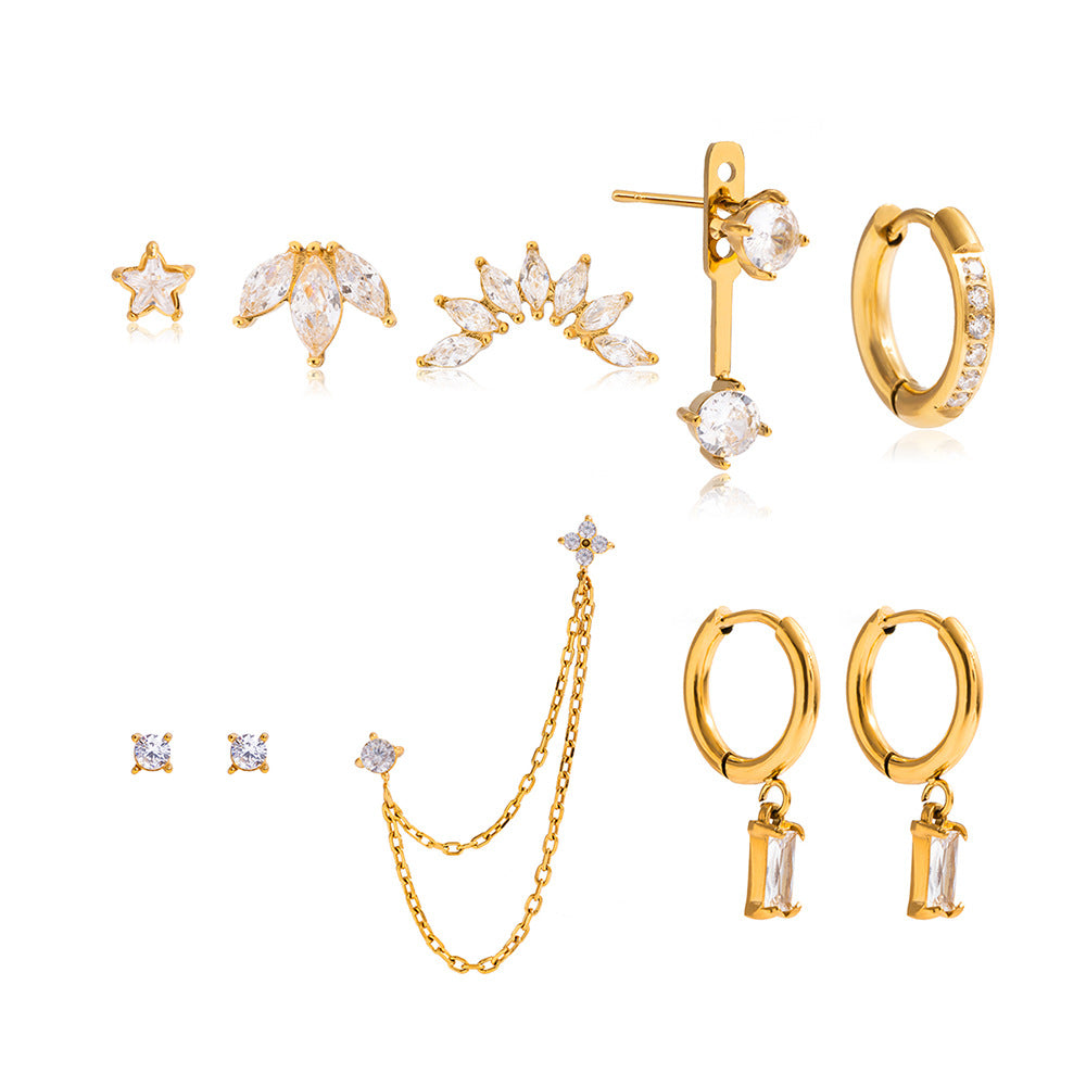 Damen elegante und funkelnde Ohrring-Set mit Kettenanhänger Shop Nory