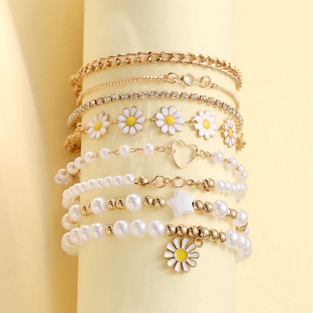 Damen Armband-Set mit verspielten Margeriten-Elementen Shop Nory