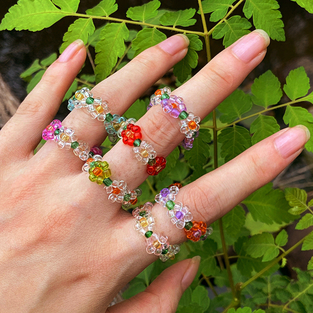 Damenring mit bunten Perlen und floralen Motiven Shop Nory