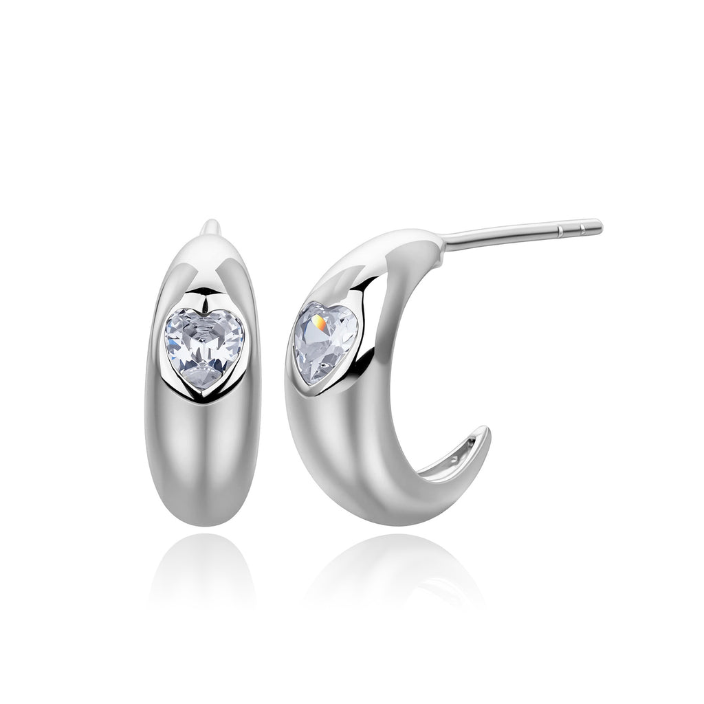 Damen Ohrhänger mit funkelndem Herzen aus hochwertigem 925 Sterling Silber Shop Nory