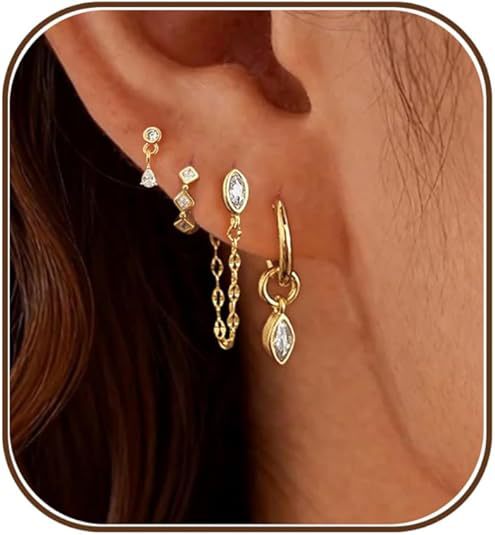 Damen Ohrhänger Set mit funkelnden Zirkonia und elegantem Design Shop Nory