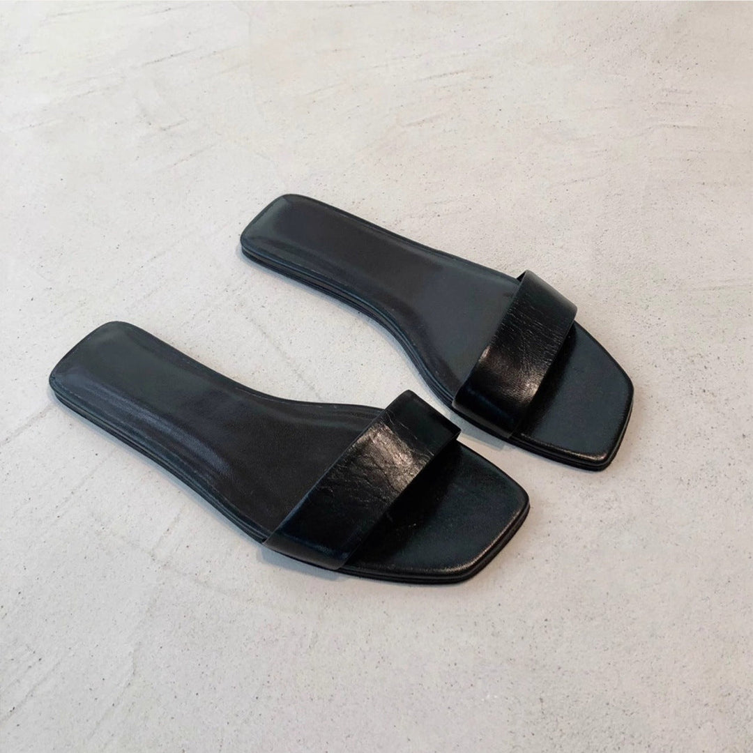 Damen Modische Slides mit breiter Riemenfront