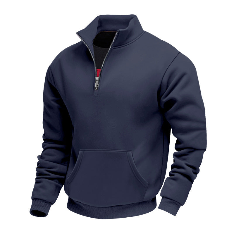 Herren Halbzip-Sweatshirt mit Stehkragen, Kängurutasche und Rippbündchen Shop Nory