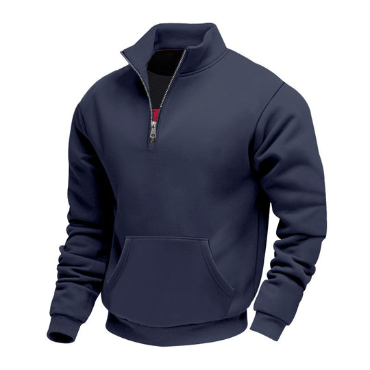 Herren Halbzip-Sweatshirt mit Stehkragen, Kängurutasche und Rippbündchen Shop Nory